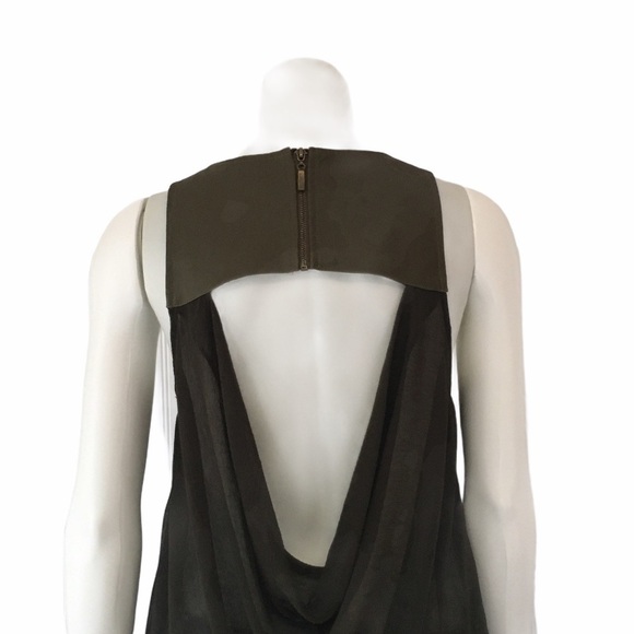 Double Zero Open Back Sleeveless Chiffon & Faux Sleeveless Top Olive Size Small - Picture 6 of 14